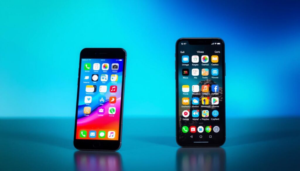comparação plataformas iOS Android