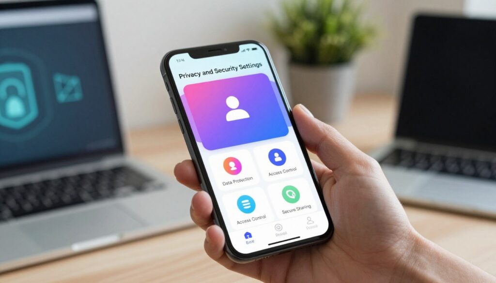 configurações de privacidade e segurança aplicativo