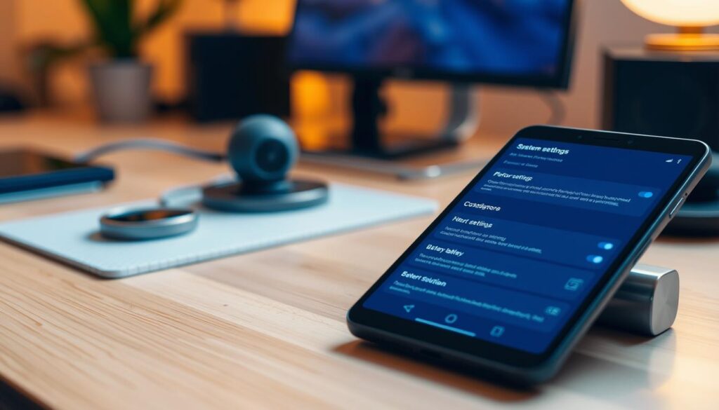 configurações do sistema para redução do calor