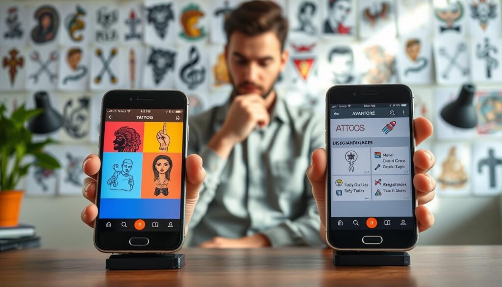 comparativo vantagens desvantagens aplicativos tatuagem