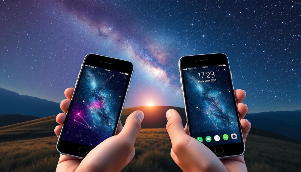 Comparação entre iOS e Android na Observação do Céu Comparação entre iOS e Android na Observação do Céu